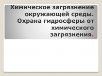 Химическое загрязнение окружающей среды. Охрана гидросферы от химического