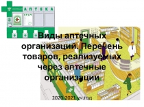 Виды аптечных организаций. Перечень товаров, реализуемых через аптечные