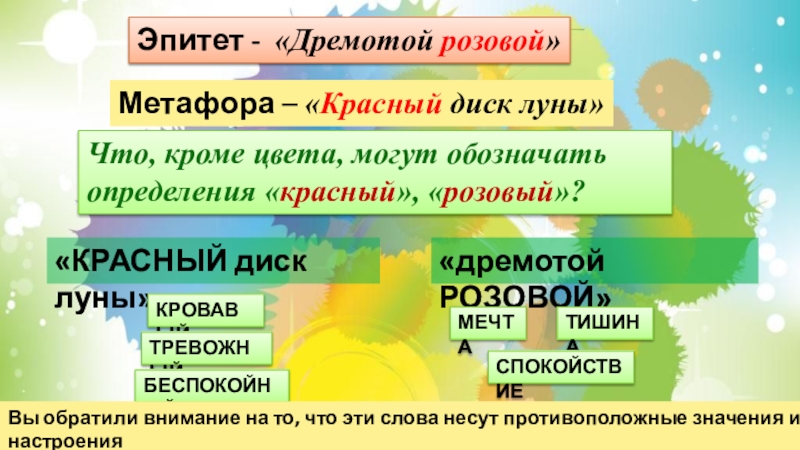 Эпитет красна. Дремотой розовой объята средство выразительности. Эпитеты в стихотворении летний вечер блок. Эпитеты в стихотворении блока Россия. Метафоры в стихотворении ворона блока.