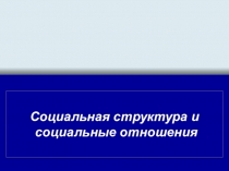 Социальная структура и
социальные отношения