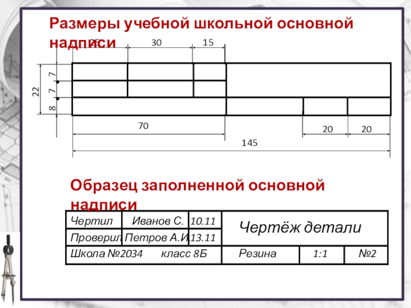 Основная надпись учебного чертежа а4