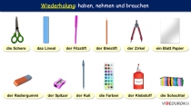 Wiederholung : haben, nehmen und brauchen
d ie Schere
d as Lineal
d er
