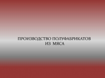 ПРОИЗВОДСТВО ПОЛУФАБРИКАТОВ ИЗ МЯСА