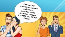 Результаты опроса молодежи
г. Орска о перспективах развития города
( 18 МАЯ –