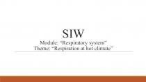 SIW Module: “Respiratory system” Theme: “Respiration at hot climate”