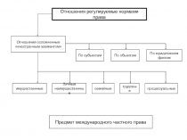 Отношения регулируемые нормами права
Отношения осложненные
иностранным