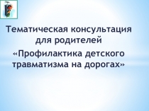 Тематическая консультация для родителей
Профилактика детского травматизма на