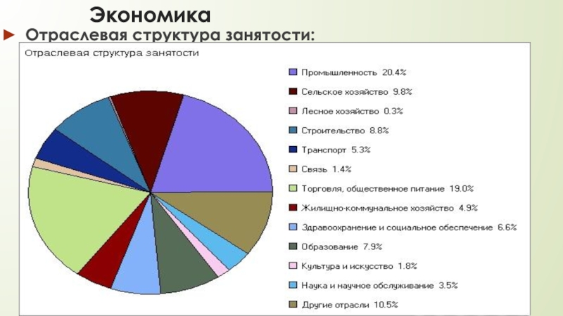 Диаграмма отраслевой структуры хозяйства центральной россии