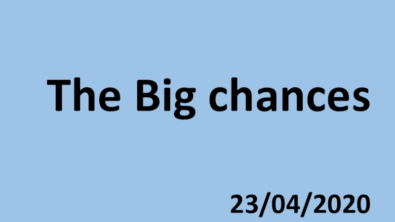 The Big chances 23/04/2020