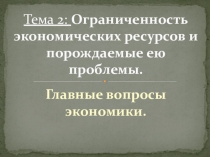 Тема 2: Ограниченность экономических ресурсов и порождаемые ею проблемы