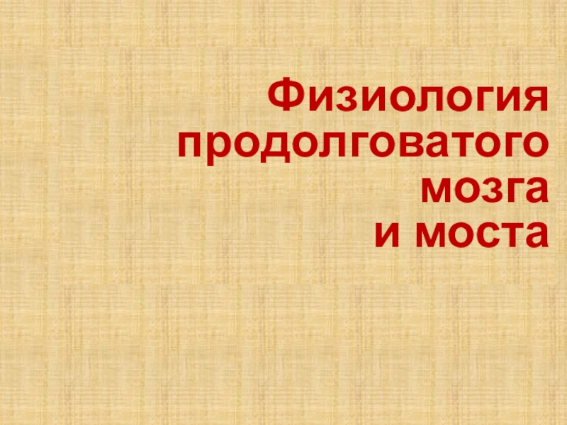 Физиология продолговатого мозга и моста