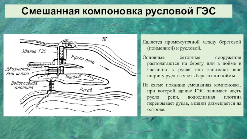 Промежуточное между. Компоновка руслового гидроузла. Русловая компоновка ГЭС. Смешанная компоновка русловых ГЭС. Компоновка гидроузла реки.