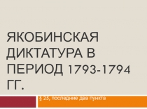 Якобинская диктатура в период 1793-1794 гг
