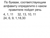 По буквам, соответствующим алфавиту определите о каком правителе пойдет речь