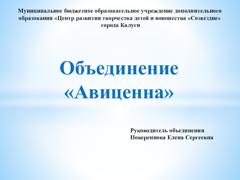 Муниципальное бюджетное образовательное учреждение дополнительного образования