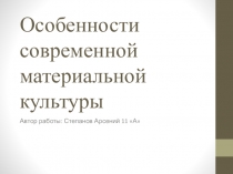 Особенности современной материальной культуры