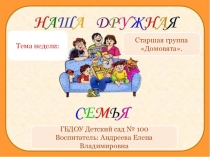 Старшая группа  Домовята .
ГБДОУ Детский сад № 100
Воспитатель: Андреева
