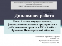 Выполнила: студентка 32 группы Бабенко К.С. Руководитель: Хохлова О.А