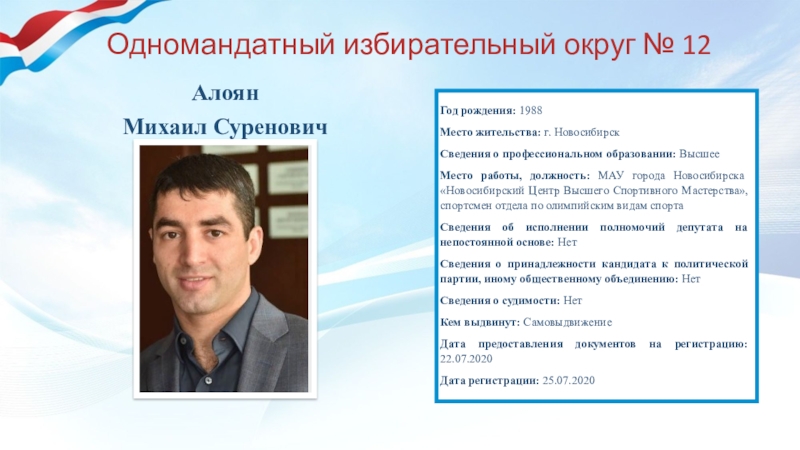 Год рождения 1988. Михаил Суренович. Президент избирается по одномандатному округу. Хачьян Михаил Суренович. Михаил Суренович Красногорск.