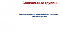 Совокупность людей, имеющий общий социально значимый признак
Социальные группы