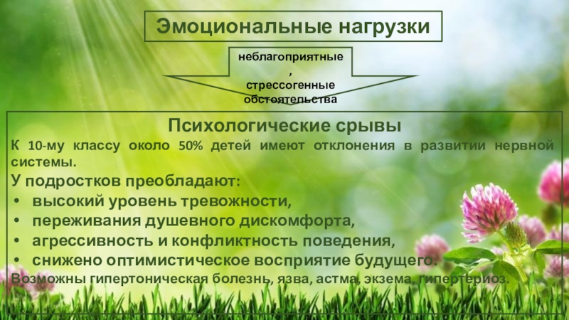 Влияние интеллектуальной нагрузки на эмоциональное состояние подростков презентация