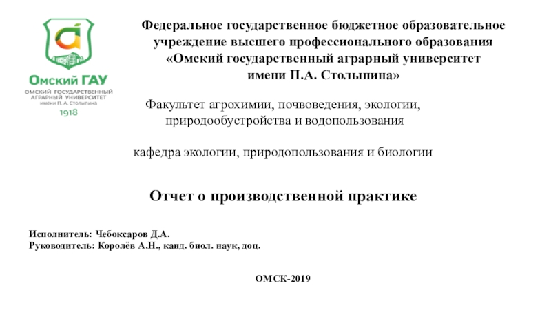 Федеральное государственное бюджетное образовательное учреждение высшего