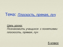 Тема : Плоскость, прямая, луч