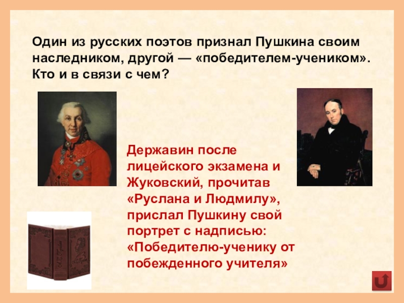 Кто подарил пушкину фотографию с надписью победителю ученику от побежденного учителя