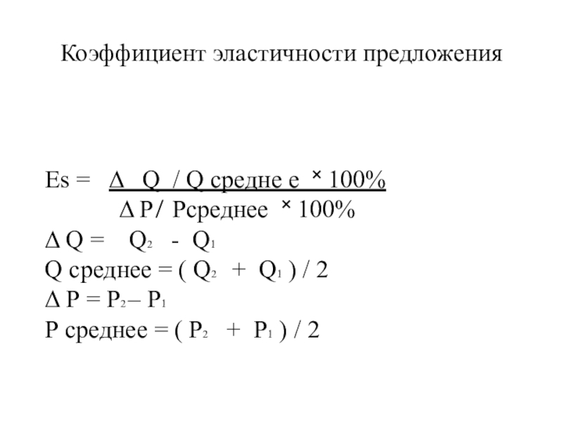 Коэффициент эластичности предложения