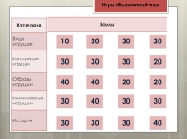 Категория
Виды игрушек
Конструкция игрушки
Образы игрушки
Комбинированные