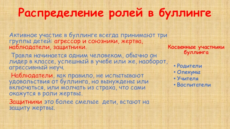 Участники буллинга схема