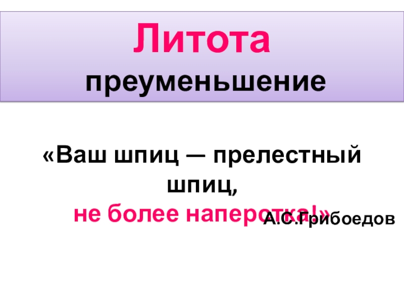 Преуменьшение. Ваш шпиц прелестный шпиц не более наперстка средство выразительности. 