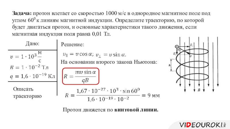 Линии однородного магнитного. Протон влетает в однородное магнитное поле. Движение Протона по винтовой линии в магнитном поле. Протон влетает в магнитное поле под углом 60. Протон влетает в магнитное поле схема.