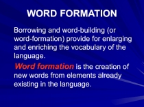 WORD FORMATION