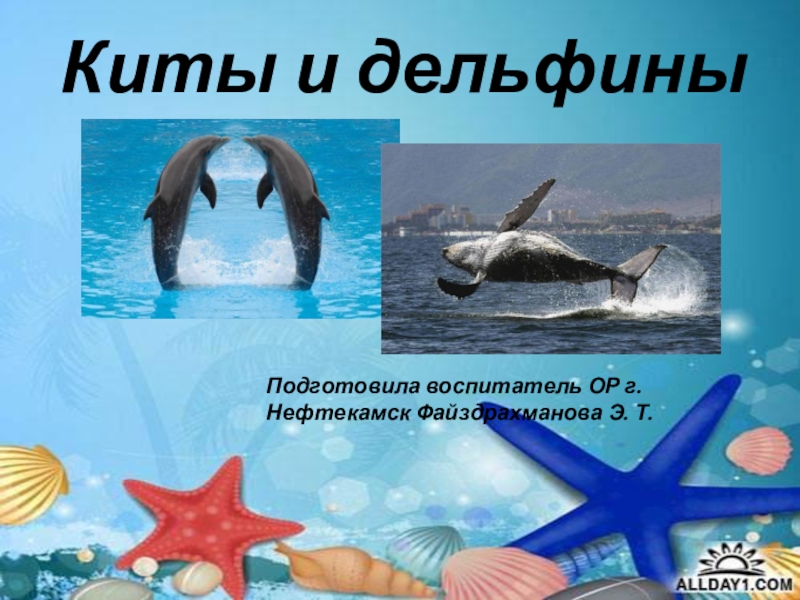 Презентация Киты и дельфины
Подготовила воспитатель ОР г. Нефтекамск Файздрахманова Э. Т