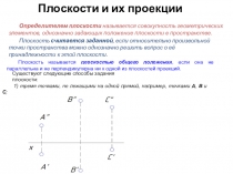 Плоскости и их проекции
Определителем плоскости называется совокупность