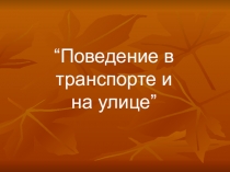 Поведение в транспорте и на улице ”