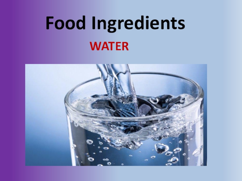 Ingredient water. Flying ingredients in Water.