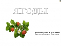 ЯГОДЫ
Воспитатель МДОУ № 101 г. Липецка
Хрипункова Екатерина Николаевна