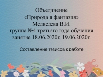 Объединение Природа и фантазия Медведева В.И. группа №4 третьего года