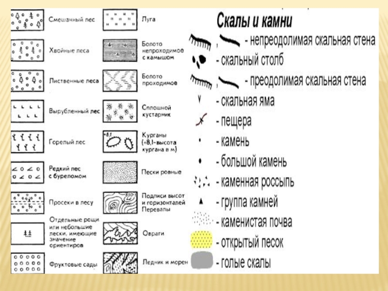 Зеленый цвет на плане местности обозначается