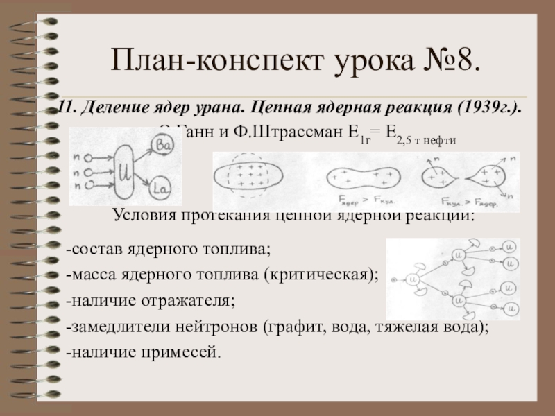 Деление ядер урана цепная реакция презентация 11 класс