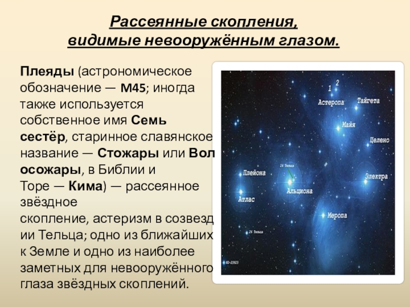 Рассеянные и шаровые звездные скопления презентация 11 класс астрономия