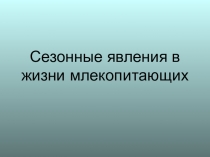 Сезонные явления в жизни млекопитающих