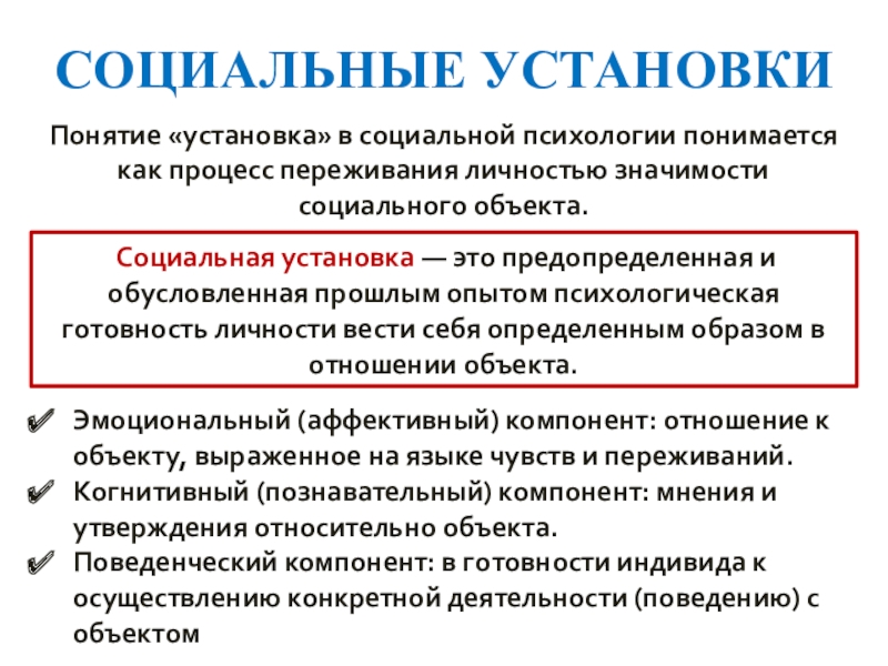 Схема анализа структуры социальной установки по м смиту