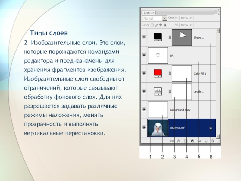 Многослойная структура на выбранный фон можно наслаивать текст изображения и другие объекты