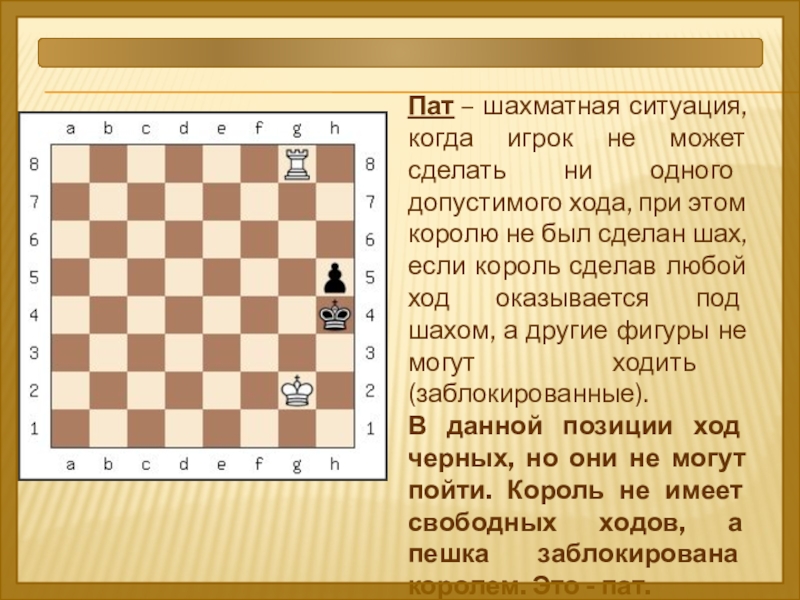 Какой сделать ход. Шахматы ничья ПАТ. ПАТ В шахматах. ПАТ это ничья. ПАТ В шахматах это ничья или проигрыш.