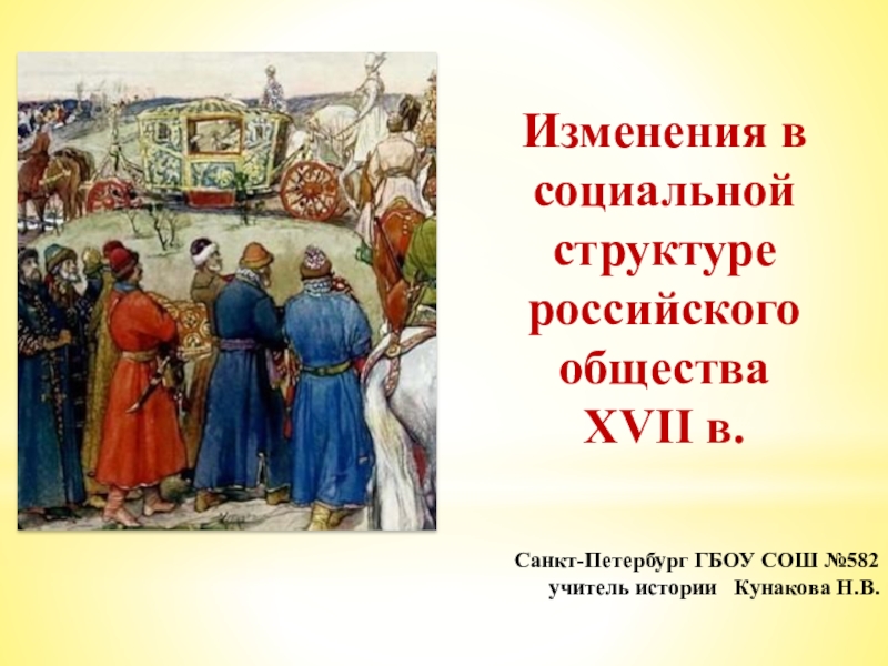 Изменения в социальной структуре российского общества
XVII в.
Санкт-Петербург
