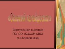 Виртуальная выставка
ГКУ СО КЦСОН СВО
м.р.Клявлинский
Осенний калейдоскоп