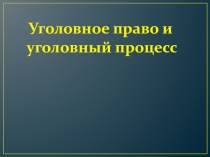 Уголовное право и
уголовный процесс